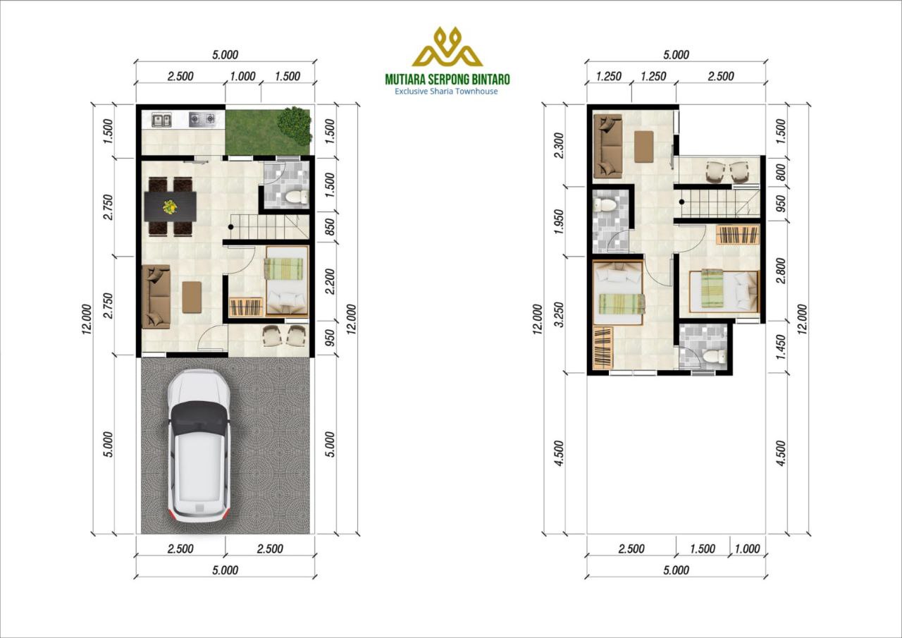 layout rumah 2 lantai townhouse mutiara serpong